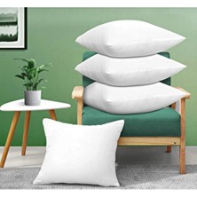Pratic Home 4 Kare Kırlent İç Yastık 43x43 cm Beyaz Boncuk Silikonlu Polyester Dış Materyal