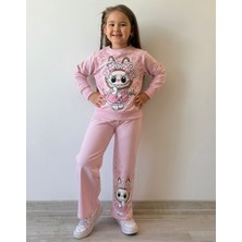 Pjk2i Labubu Desenli Bol Paça 2 Ip %100 Pamuk Kız Çocuk Takımı 3-10 Yaş 8186