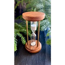 Borayris Ahşap ve Pirinç Kum Saati Antika Görünümlü Minimalist Tasarım 9  cm  Yükseklik