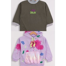 Kız Çocuk 2'li Paket Basic Sweatshirt