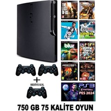 Sony Ps3 Slim 750 GB 75 Oyun 3 Kablosuz Kol (Yenilenmiş) Garantili Ürün