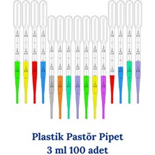 Mr. Crowley Pastor Plastik Pipet Damlalık 100 Adet 3 ml Renkli Sıvı Aktarım