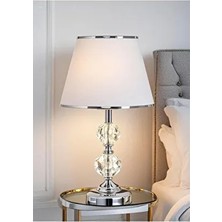 T Serisi Masa Abajuru Metal ve Cam Gövde Kumaş Başlık