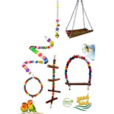 Muhabbet Kuşu ve Papağanlar Için Mega Salıncak Oyuncak Seti 6'lı