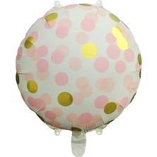Pembe Gold Puantiyeli Yuvarlak Folyo Balon 45 cm
