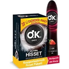 Ultra Hisset 20'li Prezervatif & Çilek Kayganlaştırıcı Jel 100 ml Set