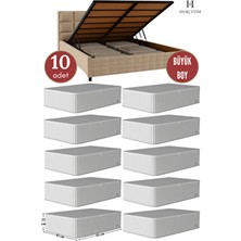 10 Adet Antrasit Çizgili Büyük Boy Baza Altı ve Çekyat Hurç - 65X45X22 cm - Organizer.