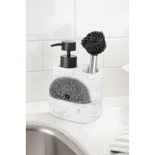 Fırça ve Tel Bölmeli Lüx Sıvı Sabunluk - Banyo Mutfak Tezgah Üstü Sabunluk