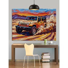 Kumda Hızlı Jeep Araba Dekoratif Kanvas - Mdf Ahşap Tablo