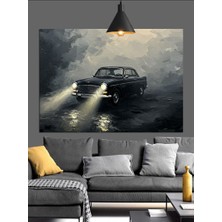 Sisli Yolda Eski Araba Dekoratif Kanvas - Mdf Ahşap Tablo
