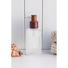 Banyo Mutfak Tezgah Üstü Sıvı Sabunluk - Akasya Kapaklı Cam Sabunluk