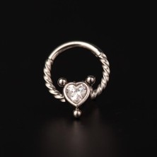 Aida Jewelss 316 L Cerrahi Çelik Kalp Modeli Kilitli Halka Piercing