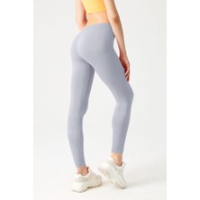 Gri Esnek ve Toparlayıcı Spor Tayt Basic Seamless