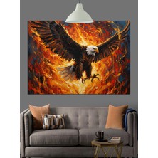 Alevli Kartal Uçuş Dekoratif Kanvas - Mdf Ahşap Tablo