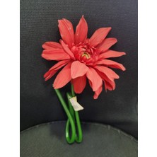 Kırmızı Gerbera Yapay Çiçek Tek Dal 25 Inç Realistik Dekoratif  Çiçek Ev Ofis Vazolu Süsleme