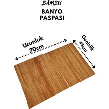 Belirtilmemiş Bambu Kaydırmaz Tabanlı Banyo Paspası 70×45 cm Soyut Desenli Doğal Renkli Şık Tasarım