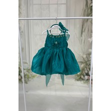 Zümrüt Yeşili Işıltılı Pul ve Boncuk Işlemeli Parlak Elbise Abiye