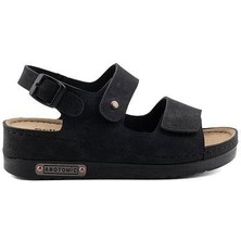 Roy Jones Kadın Nubuk Siyah Cırtlı Günlük Sandalet 3014