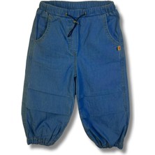 Unisex Çocuk Denim Kargo Pantolon - Indigo