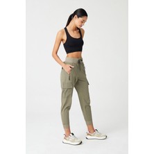 Los Ojos Kadın Haki Kargo Cepli Jogger Pantolon Cargo Lastikli Paça ile Günlük Rahatlık
