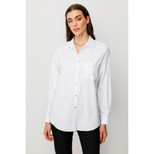 Ekol Kadın Cebi Gül Işlemeli Düğmeli Gömlek 3004 Ekru