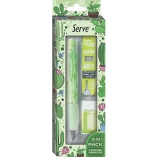 Doğa Desenli Deep Kalem, Deep Silgi ve Deep Min, 0.7 Mm, Elma Yeşili