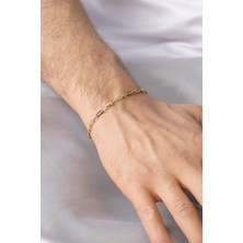 Fiyonk Kuyumculuk 14 Ayar Altın Oval Ataç Zincir Erkek Bileklik