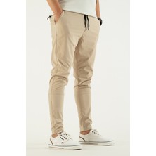 Souris Erkek Taş Rengi Nefes Alan Likralı Esnek Kumaş Dar ve Bilek Paça Jogger Pantolon