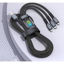 3'ü 1 Arada USB Kablosu Hızlı Şarj, Şeffaf Aydınlık 100W Süper Hızlı Şarj Kablosu, Dayanıklı Naylon Örgü, Tip-C, iPhone ve Android Cihazlar Için Şarj Çözümü