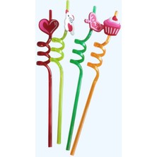 4’lü Figürlü Pipet Seti – Renkli ve Eğlenceli Sunumlar Için