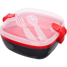 2 Bölmeli Beslenme Kabı – Kaşık & Çatallı, Sızdırmaz, 14X14 Pratik Öğün Kutusu