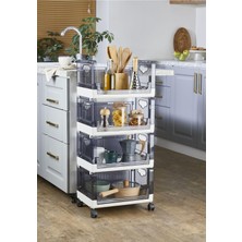 4 Katlı Portatif Organizer Raf Beyaz, Beyaz