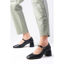 Mio Gusto Mallory Siyah Renk Yuvarlak Burunlu Kadın Blok Topuklu Ayakkabı