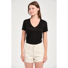 Msw Kadın Regular Fit Tencel V Yaka Basic Tişört