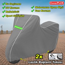 Reflektörlü Gri Dikişli Kanuni Popcorn 90 Pro Branda Motosiket Brandası Motor Örtüsü Çadır Su Geçirmez Motosiklet Kılıfı Motor Brandası