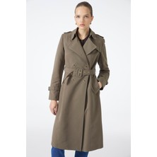 Kruvaze Yaka Beli Kuşaklı  Trençkot