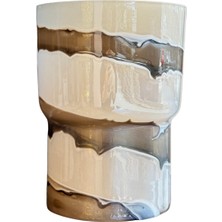 Karamel Şeritli Hendon Cam Vazo Küçük Boy