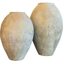 Seramik Dokulu Simli Vazo Seti