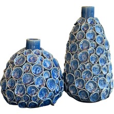 Mavi Mercan Seramik Vazo Seti