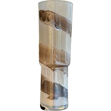 Karamel Şeritli Hendon Cam Vazo Büyük Boy