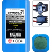 Tekno Bravo (Tesvor T8 Uyumlu) 2600MAH 37,44WH Robot Süpürge Yedek Bataryası