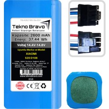 Tekno Bravo (Xiaomi S20 D106 Uyumlu) 2600MAH 37,44WH Robot Süpürge Yedek Bataryası