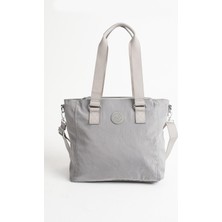 Suya Dayanıklı Klinkır Kumaş Çok Bölmeli Çapraz El ve Omuz Kadın Çanta Gri