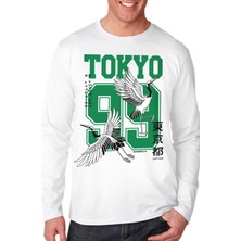 Tokyo 99 Beyaz Uzun Kollu Erkek Penye Tişört