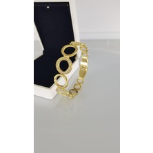 Halka Taşlı Çelik Kelepçe Bilezik C142-1