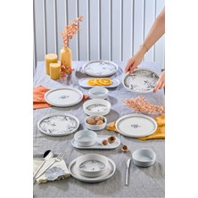 Kitchen Life 14 Parça 6 Kişilik Mavi Beyaz Seramik Kahvaltı Takımı Şık Sunum Seti