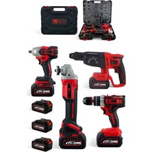 Solvit Şarjlı Somun Sökme & Kırıcı Delici & Matkap & Avuç Taşlama 4’lü Set