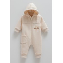 Caramell Anımals Word Içi Şardonlu Fermuarlı Kapşonlu Tulum (01-12 Ay Arası) - Bej