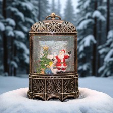 Noel Baba Temalı Işıklı Kar Küresi Fener – Dekoratif Yılbaşı Süsü Müzikli