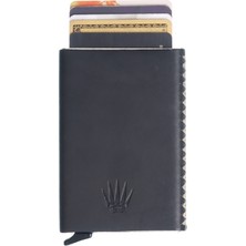 Watch of Royal Cortex Slim Siyah Hakiki Deri Bölmeli Kızaklı Mekanizmalı Kartlık